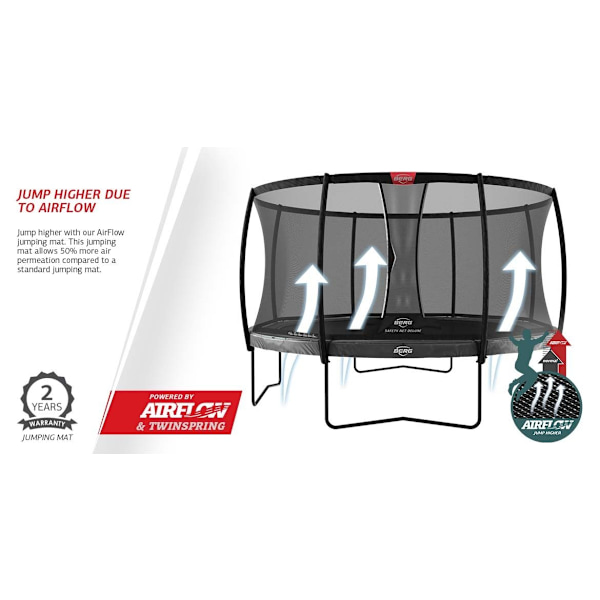 BERG Elite Regular Trampolin 430 cm Grøn + Sikkerhedsnet Deluxe