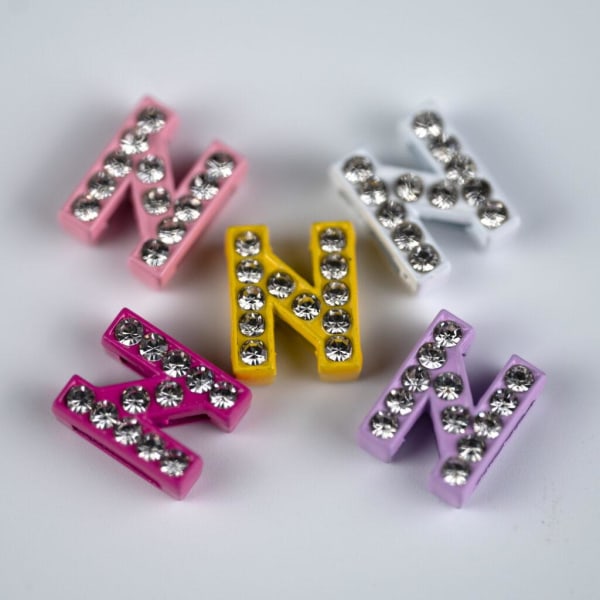 Charm with Strass & Color Letter N - Busy Lizzie