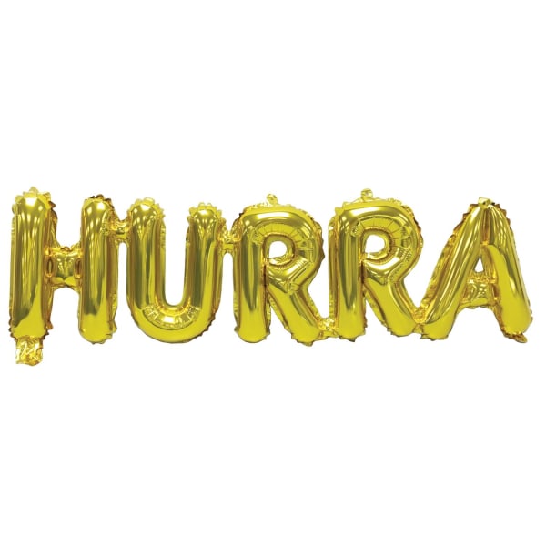 Gaggs Folieballong Hurra 76 x 22 cm, Guld