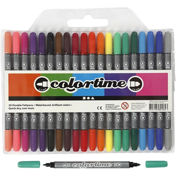 Colortime Double Pen Base Colors 20 stk - Creativ Company