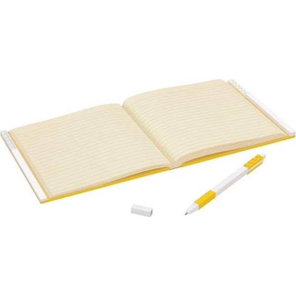 LEGO stationær notesbog med lås og kuglepen, gul