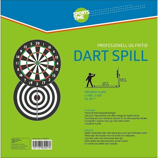 Dartskive med 6 pile Multicolor