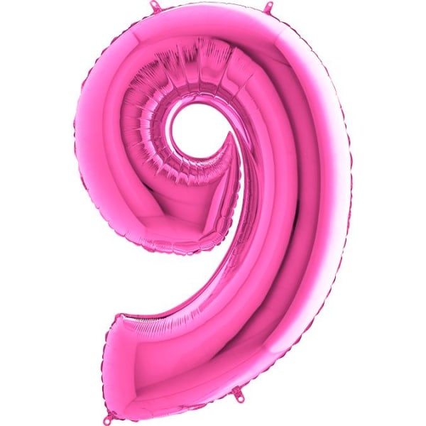 Nummerballon Pink, 9, 100 cm - Ballonkongen
