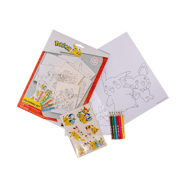 Pokémon Coloring set med 6 Färgpennor & Stickers