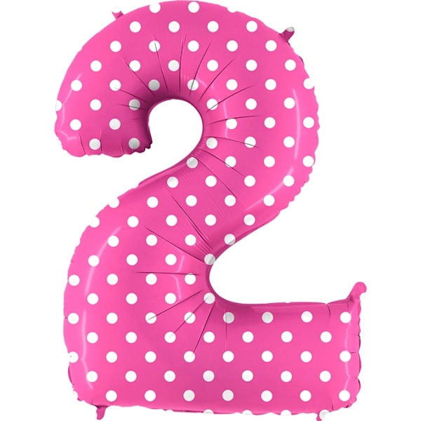 Sifferballong Polka Dot Rosa, 2, 100 cm - Ballongkungen