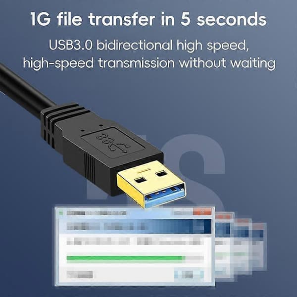 USB 3.0 uros-uros-kaksoispääte-USB-kaapeli Black 0.3m