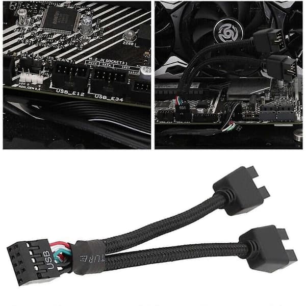 Hovedkort USB 2.0 9-pinners header 1 til 2 forlengelseshub splitteradapter konverter Js—ls