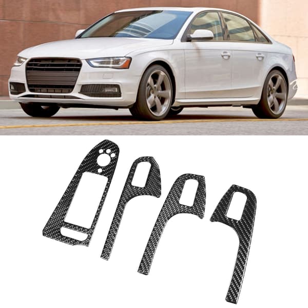 Karbonfiber venstrestyrt vindusheispanel knappram trim klistremerke for Audi A4 B8 A5 Q5
