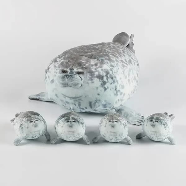 40cm Mother and Son Sailing Five-Piece Plush Toy Seal Zipper Toy