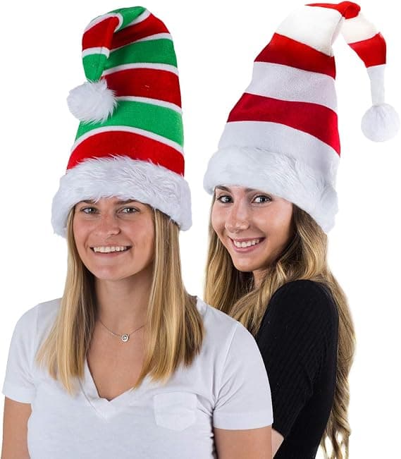 Randiga tomteluvor - Julhattar - Kostymhattar - 2-pack, tomte- och nisseluva