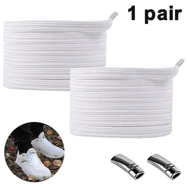 1 par elastiske snørebånd uden binding, med magnetisk snørebåndslås - One Size passer til alle børn og voksne (multi valgfri) [ls] White