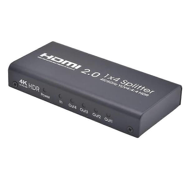 AYS-14V20 HDMI 2.0 1x4 4K Ultra HD Switch Splitter (Sort) Svart