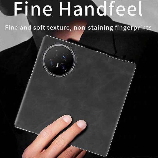 Kompatibelt etui til Honor Magic V5 5G, stødsikkert stativ, Nappa-tekstur PU-læder + PC-telefonetui Black