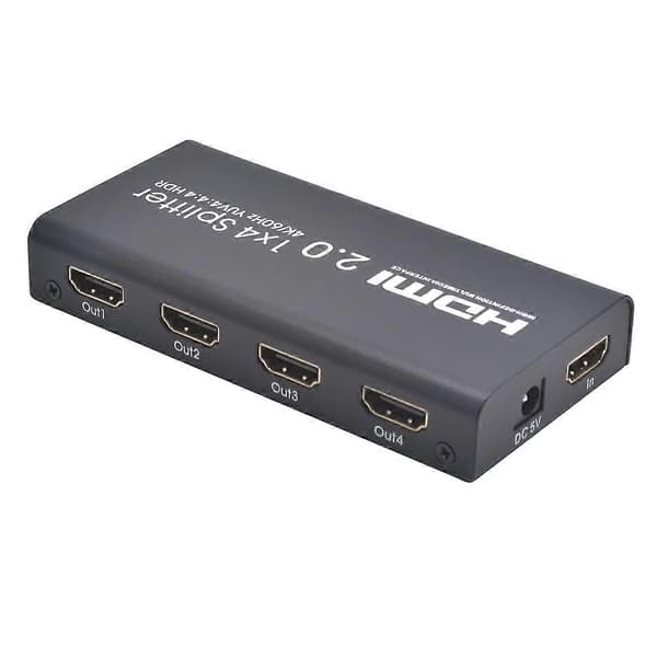 AYS-14V20 HDMI 2.0 1x4 4K Ultra HD Switch Splitter (Sort) Svart