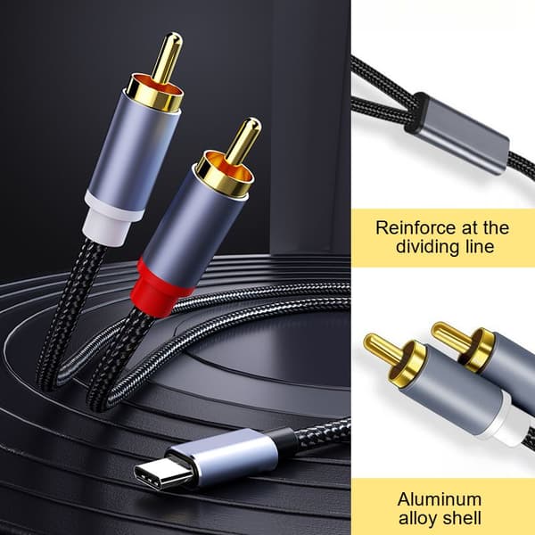 USB-C till 2x RCA stereo ljudkabel Grey 1.2 m Grey Grey 1.2 m