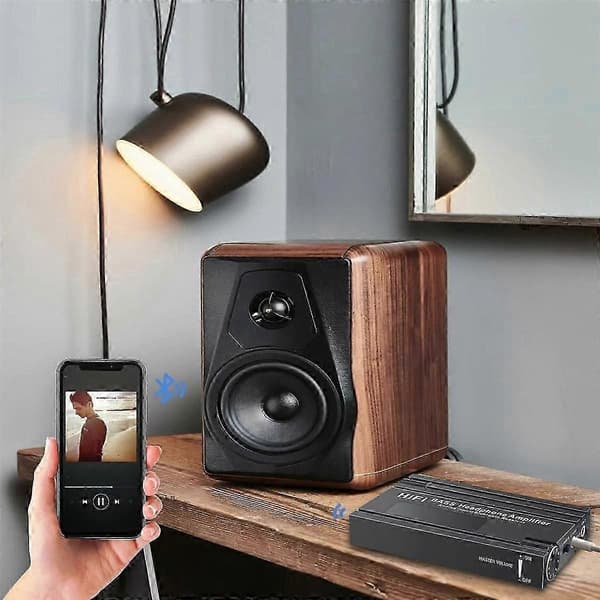 HiFi Bluetooth hörlursförstärkare Bärbar HiFi hörlursförstärkare med basvolymkontroll för MP3/MP4/[ls] Musta