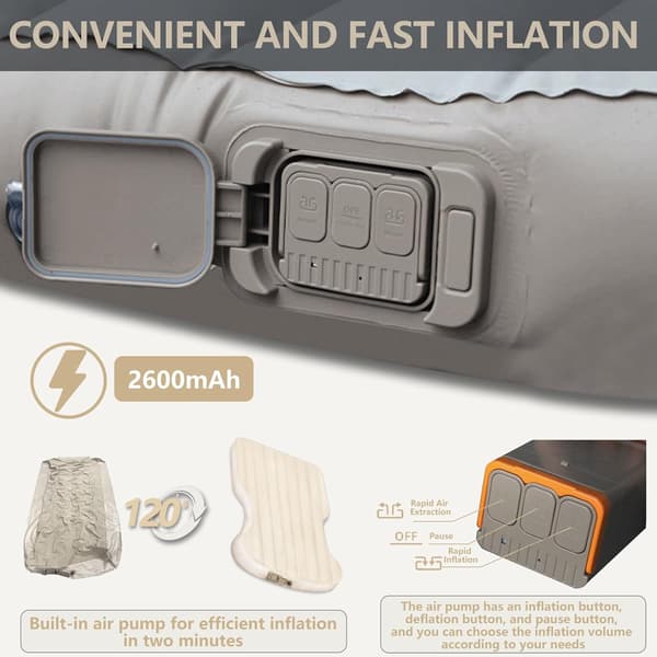 Camping Mattress Compatible with SUV Tesla Model Y (2021–2025) Self-Inflating Wireless Pump Lamp Beige Beige beige
