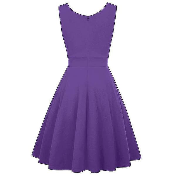 Retro Rockabilly Klänning för Kvinnor 2XL Lila—ls
