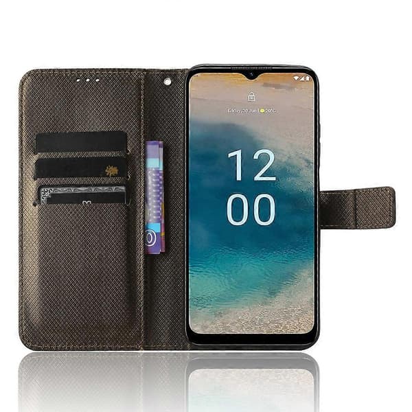 Til Nokia G22 4G Diamant Tekstur Læder Telefoncover Brown