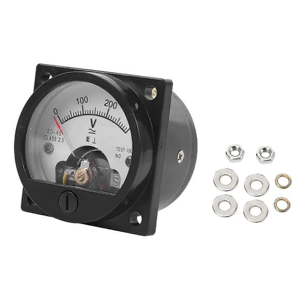 3X AC 0-300V Rund Analog Skive Panelmåler Voltmeter Sort Black