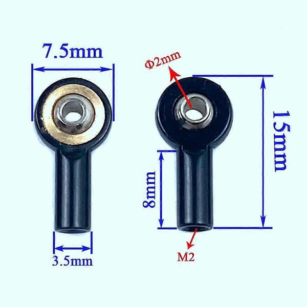 10 stk. metall M2 styrestangende kuleledd link kulehode for mini 4wd RC bil lastebil crawler båt fly—ls