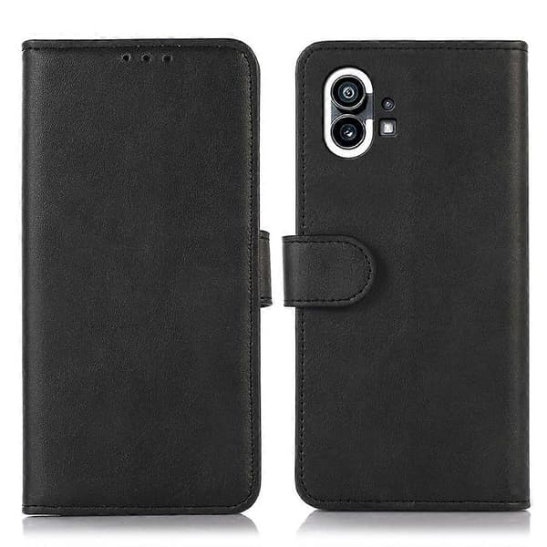 Til Nothing Phone 1 Lædertelefoncover med ko-tekstur Black