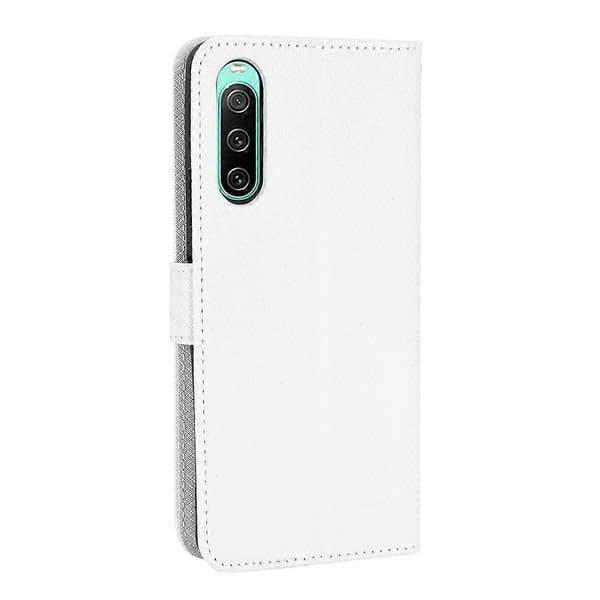 Til Sony Xperia 10 IV Diamanttekstur Læder Telefoncover White