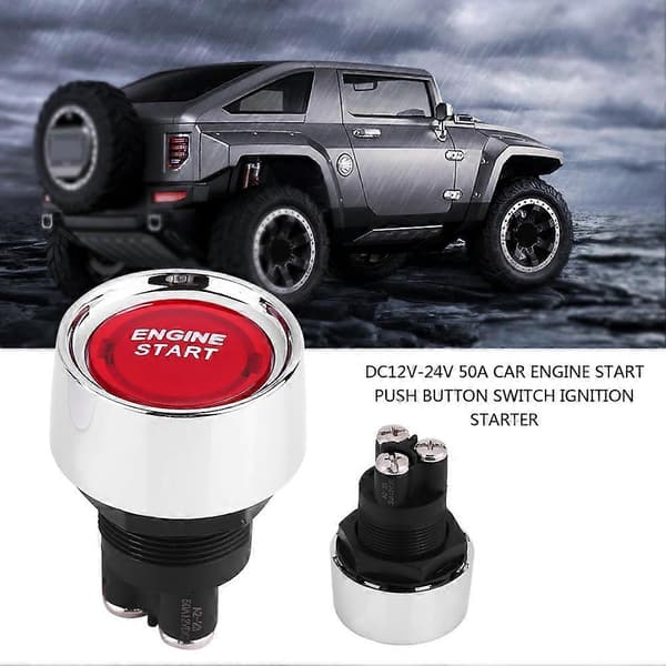 12V-24V 50A Startknapp for bilmotor med rød LED