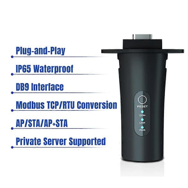 WiFi Solar Data Stick Plug-and-Play IP65 Vanntett WiFi Stick Logger Solar Inverter Stick USR-S100-WA12 Svart