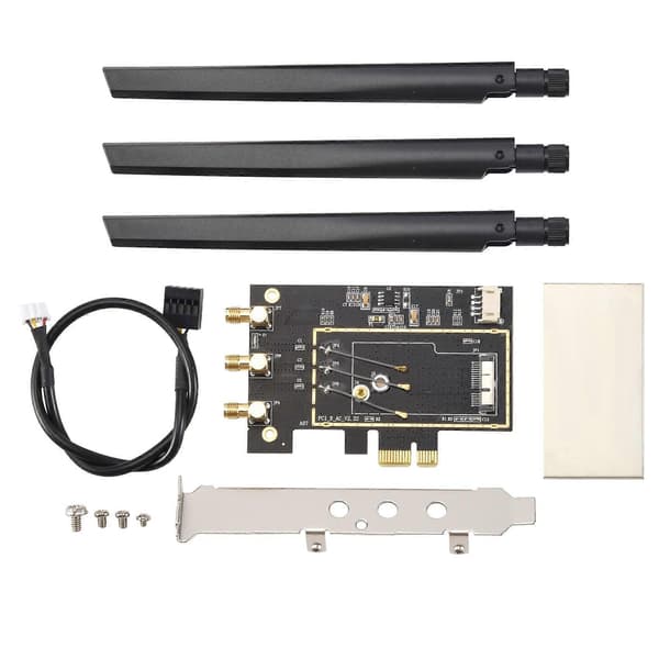 for Broadcom Bcm94360CSAX Bcm943602CS Bcm94331CSAX WLAN-kort stasjonær PCI-E-omformeradapter + antenne for Apple WiFi-kort Svart