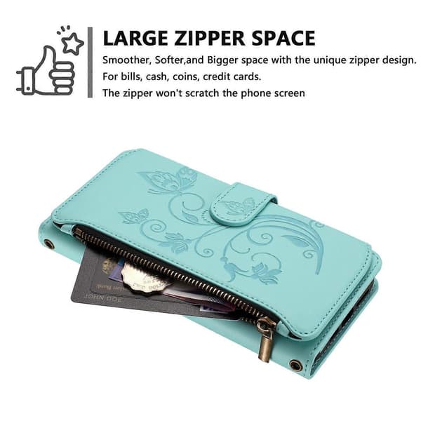 Læderpung-etui med lynlås til iPhone 13 mini —ls For iPhone 12 / 12 Pro