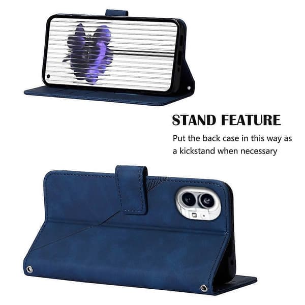 (Ny) För Nothing Phone 1 3D präglad flip läderfodral Blue