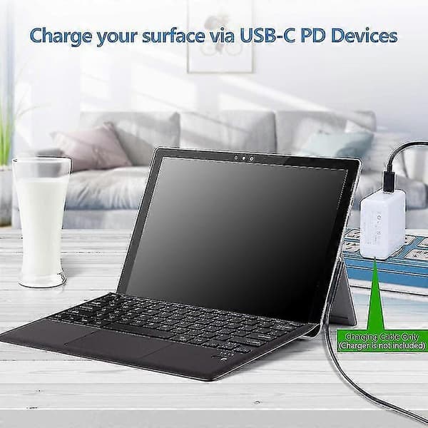 Ladekabel for Surface til USB C-ladekabel for Surface Pro 3/4/5/6/7, Surface Laptop 3/2/1, Surface Go[ls]