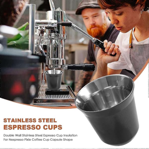 80 ml dobbelvegg i rustfritt stål espressokopp isolasjon for Nespresso Pixie kaffekopp kapselform