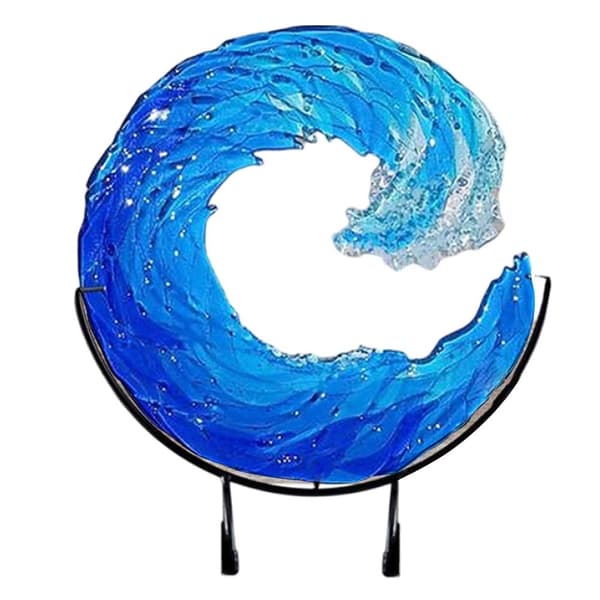 Blå Ocean Wave Skulptur Skrivbordsdekoration Konst