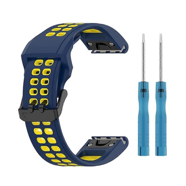 Armbånd til Fenix 7S/7S Solar/5S Plus Instinct 2S Dual Colors Rem Bælte—ls Blå gul