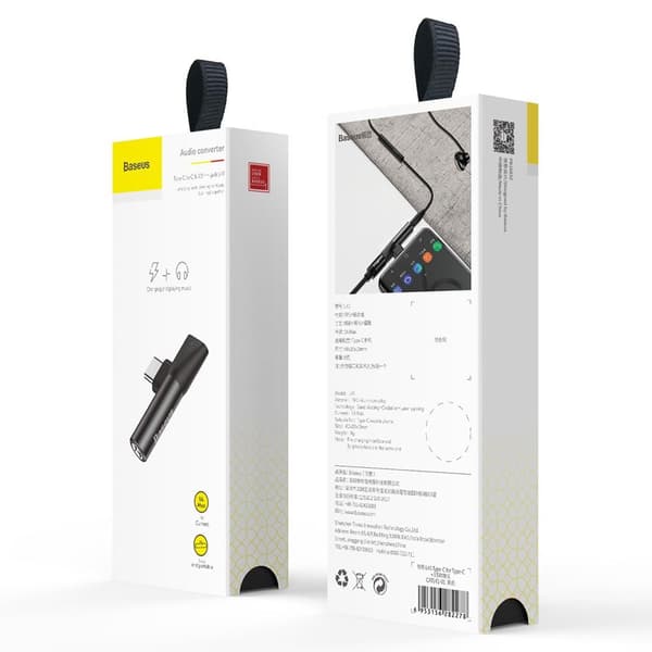 Baseus adapter L41 USB-C till USB-C - 3,5 mm jack svart Svart