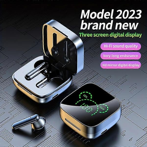 Trådløst bluetooth headset digitalt display lav latenstid in-ear bluetooth headset[ls] black