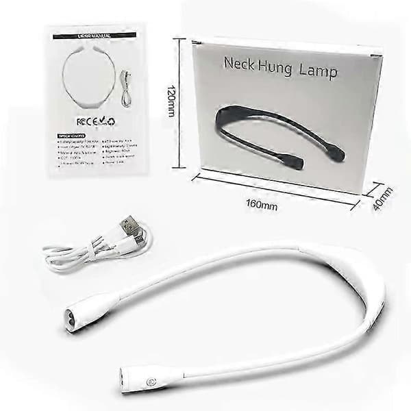 JiaWei Bærbar Halslampe Student Øyebeskyttelse LED Leselys Bærende Leselampe USB-lading Utendørs Nattløping LED-lampe mEn—ls