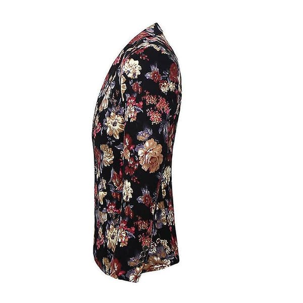 Herr 2-delad kostym blommig enknapps slim fit tweedkostym S