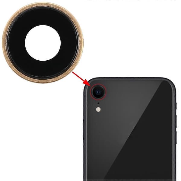 Bagkameraramme med objektivdæksel til iPhone XR Gold