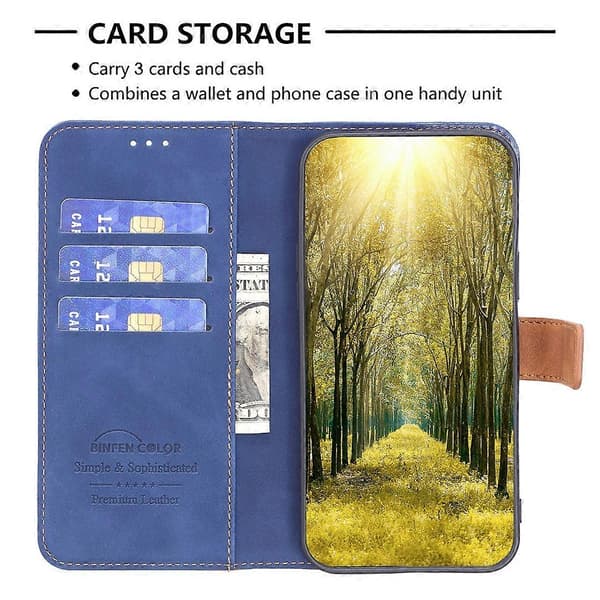 Til Nothing Phone 1 BF11 Farvematchende Skin Feel Læder Telefoncover Blue