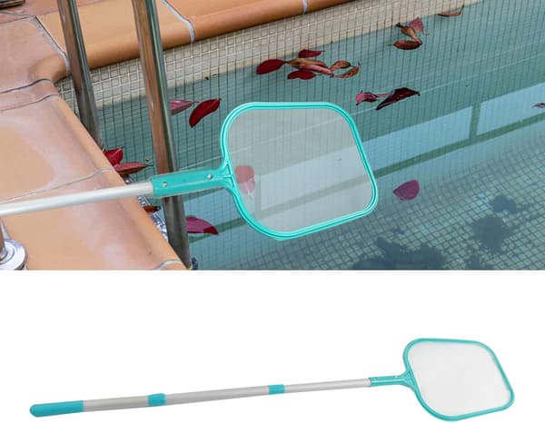 Poolskimmernet, nylonløvrive med stang, poolrengøringssæt til nem vedligeholdelse og fjernelse af snavs