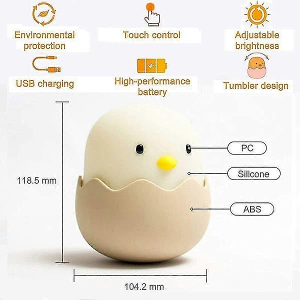 Nattlys for barn, babynattlys, oppladbart nattlys for barn, kyllingnattlys, lite nattlys USB-lading[ls] white light