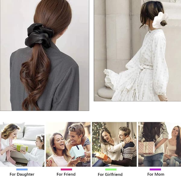 Hårstrikker for kvinner - Stor silkesateng scrunchie ekstra stor Jumbo G