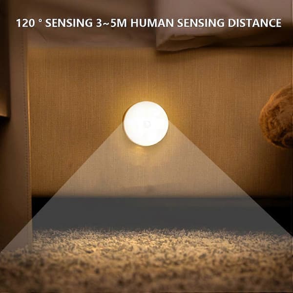 LED Trådløse Natlys Sensor Væg USB Sengelampe Soveværelse Kollegie—ls Switch/Warm light