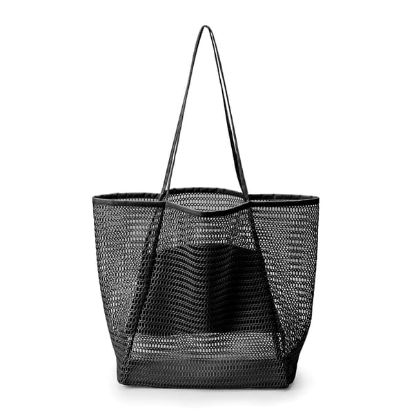 Mesh strandveske for kvinner skulderveske – ls black