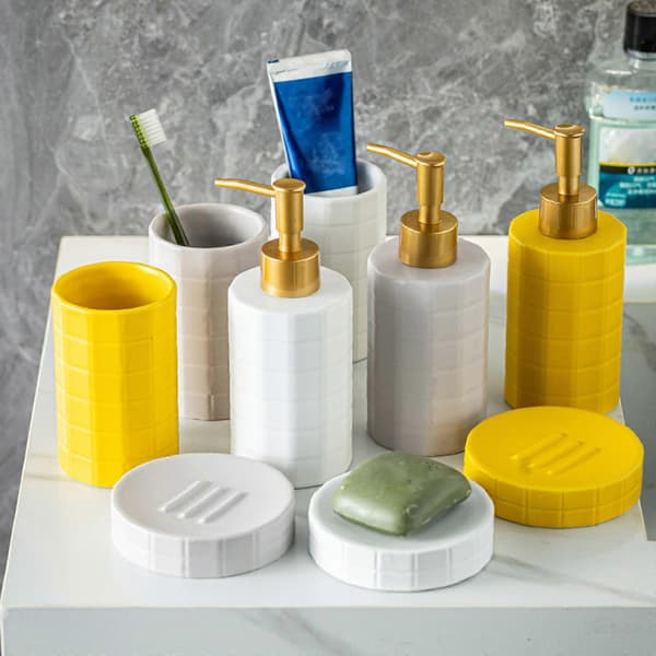 Plassbesparende keramisk såpedispenser arrangører Giftfri baderomsnødvendighet for oppholdsrom Lys grå—ls Light Grey