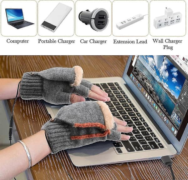 USB-varmehandsker, opvarmede vinterhandsker med 3 temperaturniveauer, vinterhåndvarmer-laptophandsker[ls] NAVY