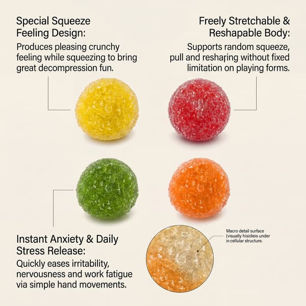 Håndlavet Slush Squeeze Ball Voksbær Boble Fidget Legetøj Speciel Sprød Lyd Tekstureret Stressaflastende Squishy B